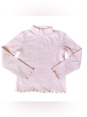 Happily Grey Kids Size 6 Girls light pink lettuce edge turtle neck shirt